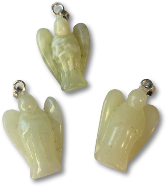 Engelen hanger + kaart Jade Serpentijn