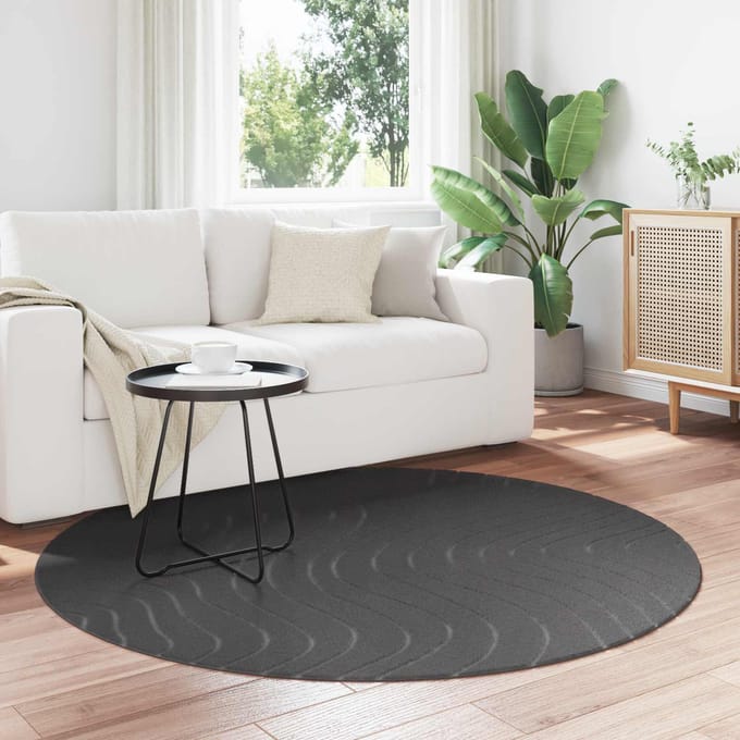 vidaXL - Binnen- - en - buitenkleed - PALMERAS - Antraciet - Ø - 120 - CM - Polyester
