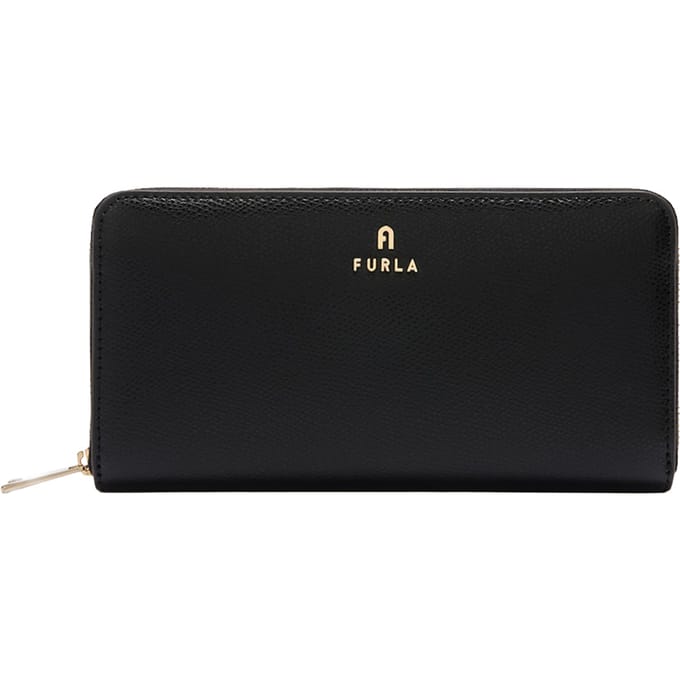 FURLA Leren Portemonnee Camelia Zip Around Wallet Nero Zwart