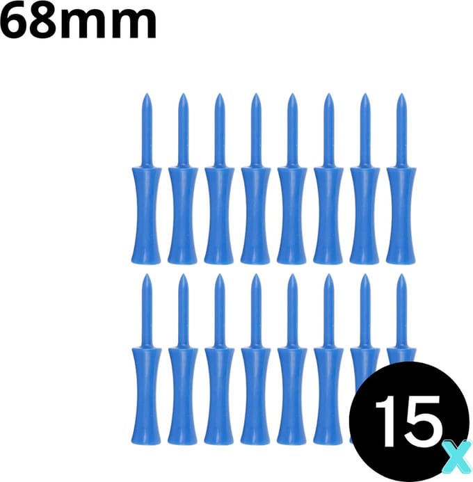 Golf tees - 15 stuks - 68mm - Duurzaam kunststof - Blue - Golf accesoires - Golfset - Golftee