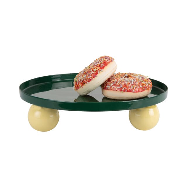Present Time - Dienblad Double Funky Rond Large - Retro green & soft yellow