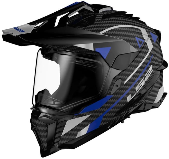 LS2 MX701 Explorer Carbon Adventure Blauw Adventure Helm - Helm