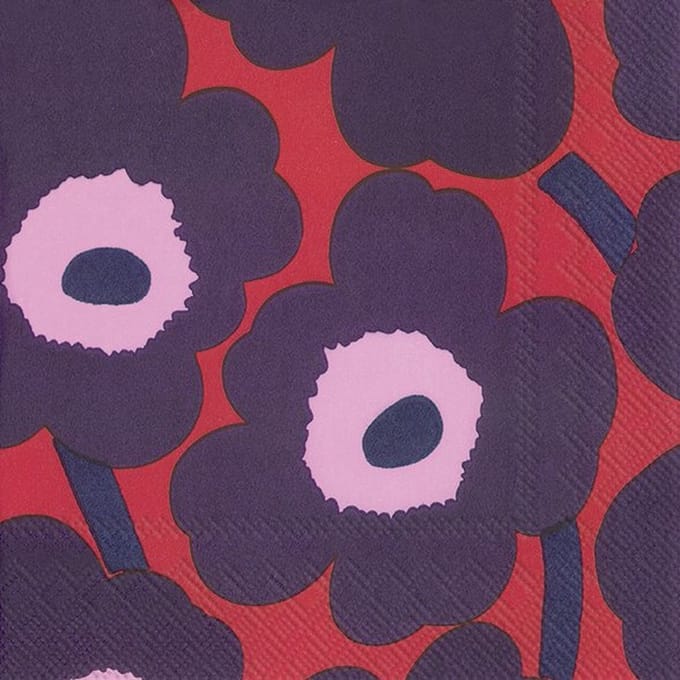40 Servetten Marimekko - Unikko - Rood Blauw