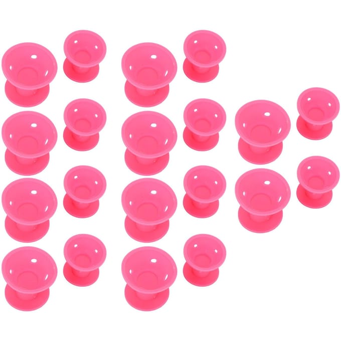 20 Stuks Haarrollers Siliconen Krulhaarvormer Paddestoelvormige Haarrollers Set Thuis voor Vrouwen Roze pink