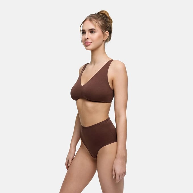 cfab - Katoenen slip met hoge taille - Bruin - S