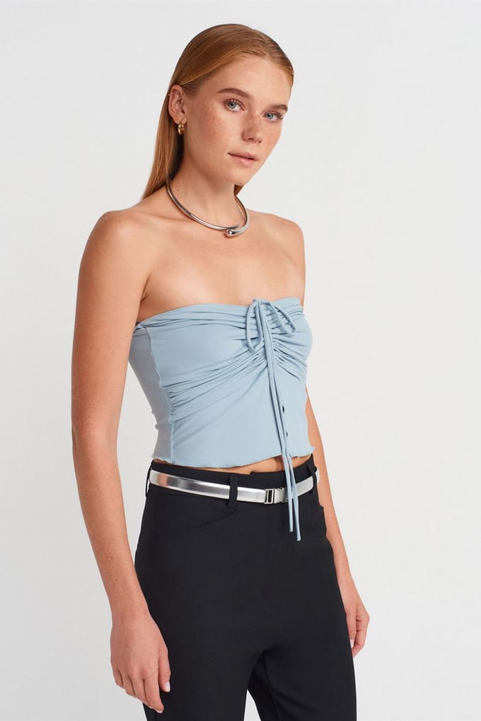Vrouwen Strapless Crop Blouse met Strikdetail
