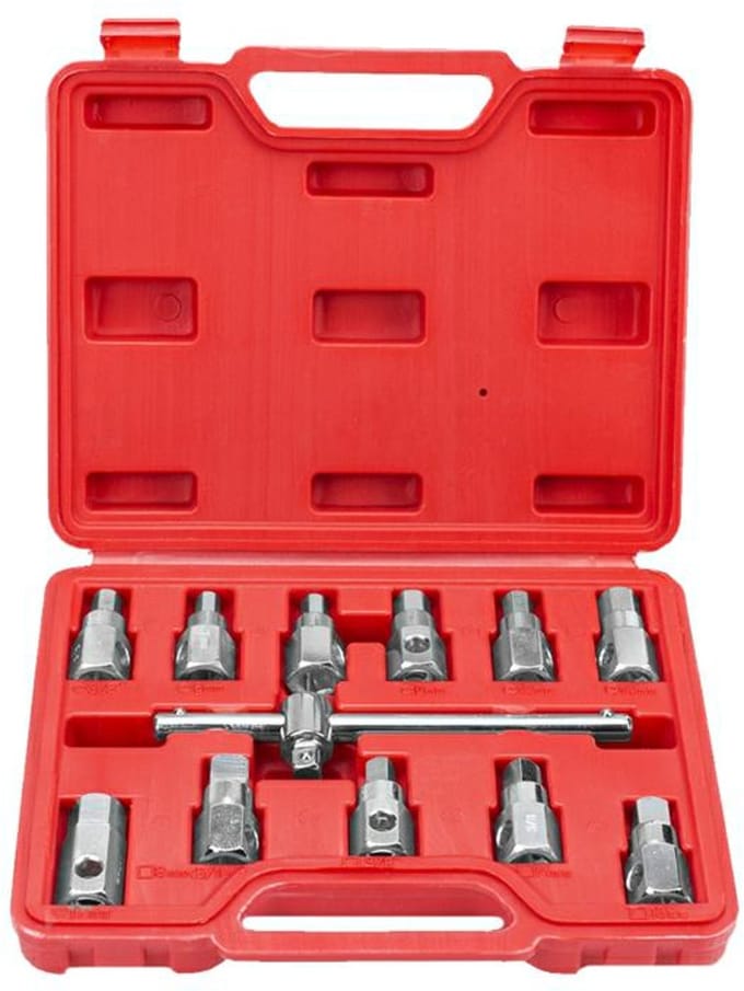 SilverTools - Olieplug Sleutelset - Chroom-vanadium Staal - 12 Delig