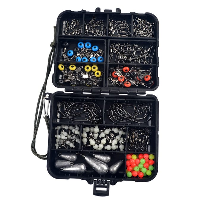 177 STUKS Visaccessoires Kit Praktisch Handig Toegankelijk Visgerei Doos voor Buiten black