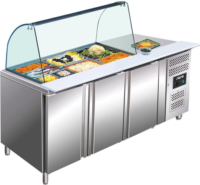 Saladette met glasopstand | 3 deuren, 3x 1/1GN | Saro | 323-10715