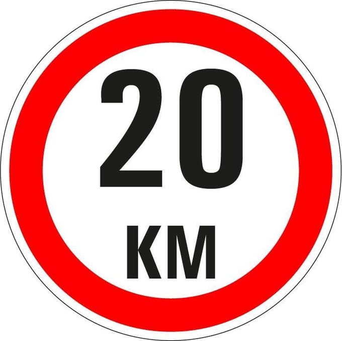Maximaal 20 km bord - kunststof - A1 300 mm