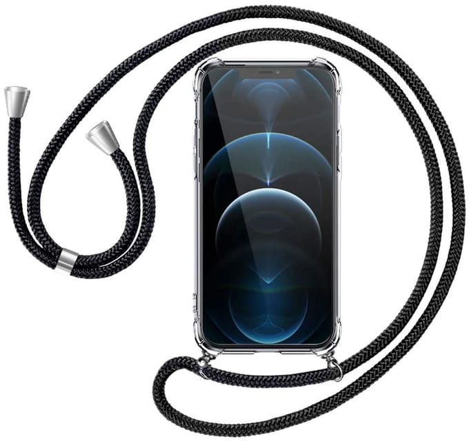 Geschikt voor iPhone 12 Pro Max backcover met koord zwart