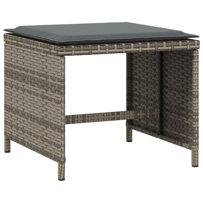 vidaXL - Tuinkrukken - 4 - st - met - kussens - 40x40x35 - cm - poly - rattan - grijs