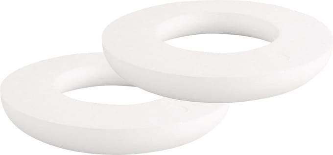 Rayher Piepschuim ring/krans - 2x - plat - wit - 25 cm - styropor - hobby figuren - DIY - materialen - knutselen