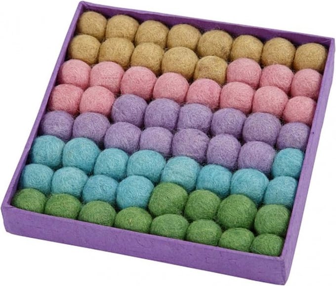 Creativ Company Wol Kralen 20mm Pastel 64 stuks