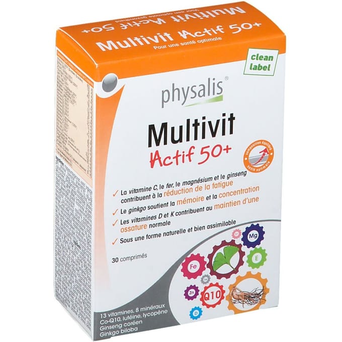 Physalis® Multivit Actif 50+ 30 Gecomprimeerde tabletten