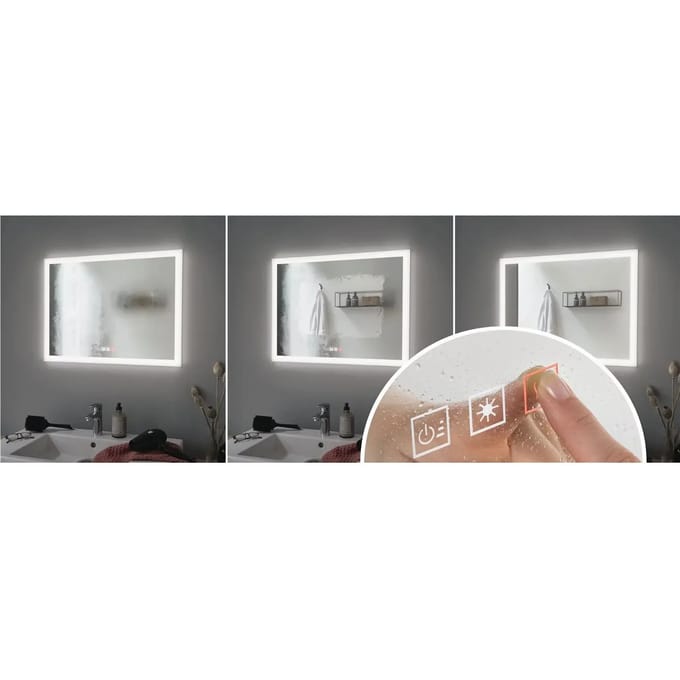 LED-verlichte spiegel Mirra IP44 White Switch 1600lm 230V 22W dimbaar Chroom, Wit