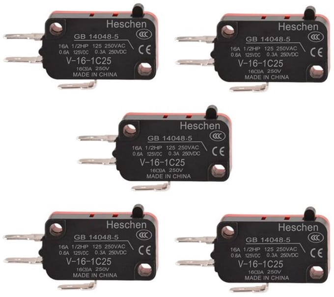 Dailygoody - Micro switch - 16A 250Vac - 5 stuks - Handige push