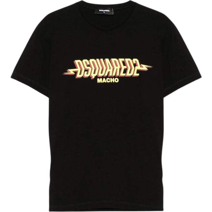 DSquared2 Heren Macho Logo Gewassen Cool Fit T-shirt (Zwart)