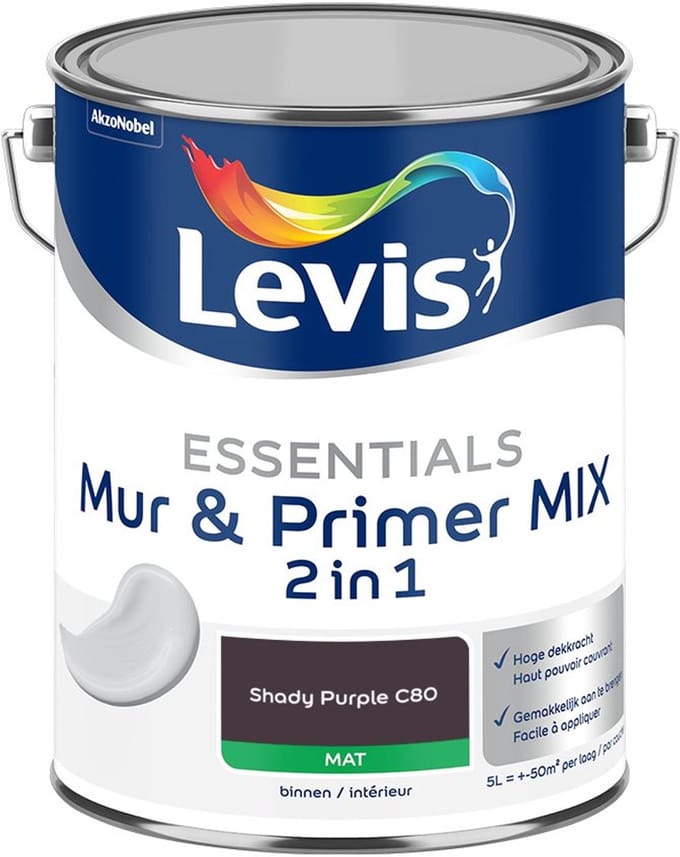 Levis - Essentials Mur & Primer Mix - Shady Purple C80 - Mengverf - 5 L