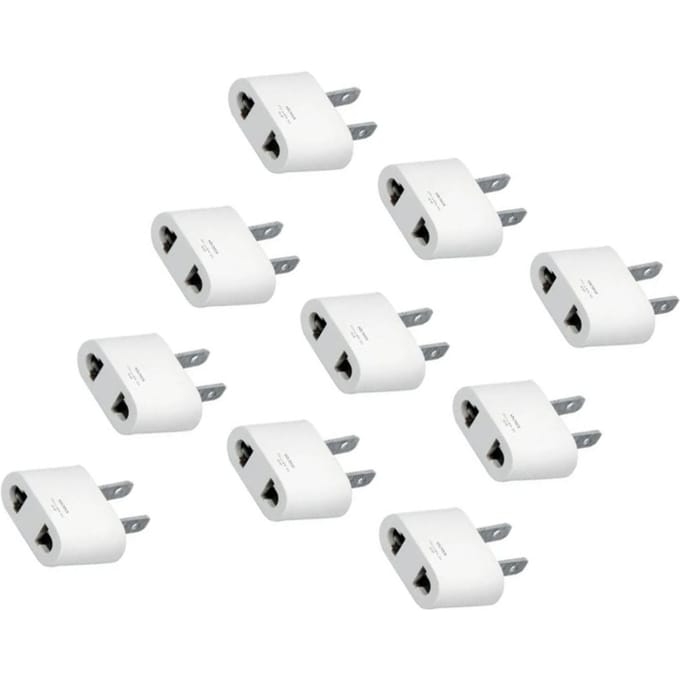10 Pièces Adaptateur de Prise 125- 10A 1000W Blanc Convertisseur d'Alimentation Universel de Voyage white