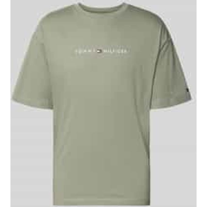 regular fit T-shirt met labelopschrift van puur katoen