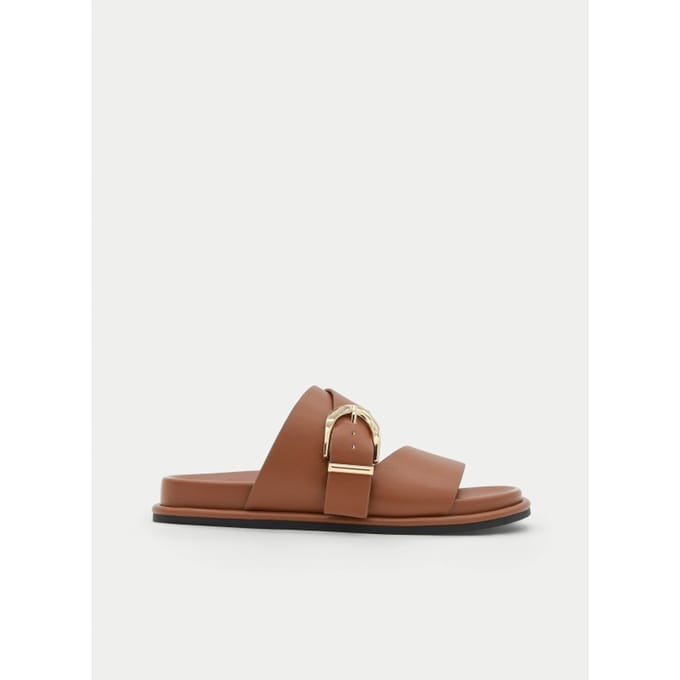 Montevita platte sandalen Politre Camel