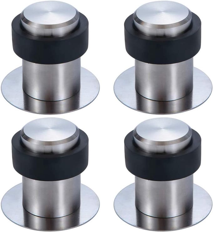 4 Stuks Vloer Deurstopper RVS met Rubberen Bumper Geen Beschadiging Installatie