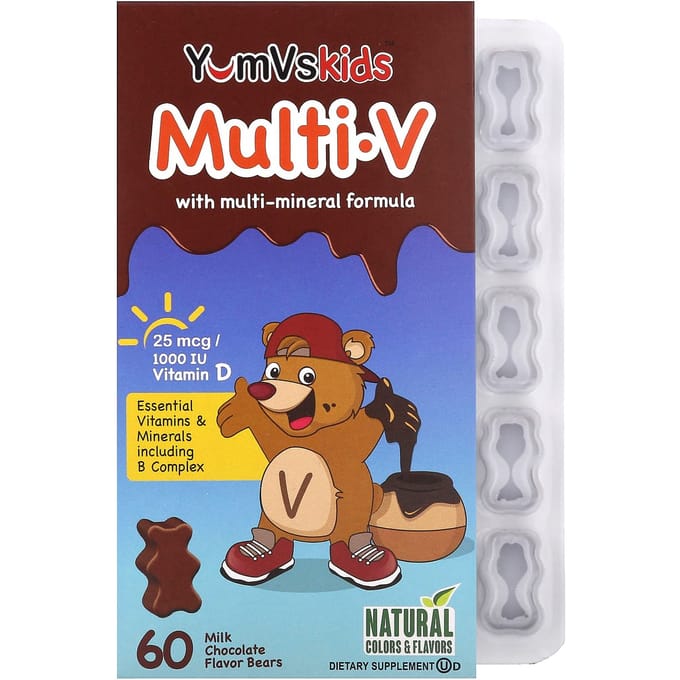 Kinderen, Multi V met Multi-Mineraal Formule, Melkchocolade, 60 Beren