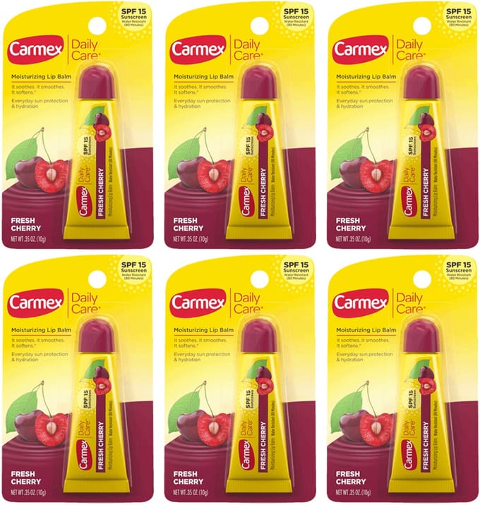 Carmex Lippenbalsem Kers - Hydraterende Lippenbalsem met Zonbescherming SPF15 - 6-pack
