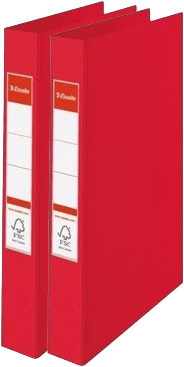 Esselte Ringband mappen/ordners - 2x - rood - A4 - opbergen - kantoorartikelen