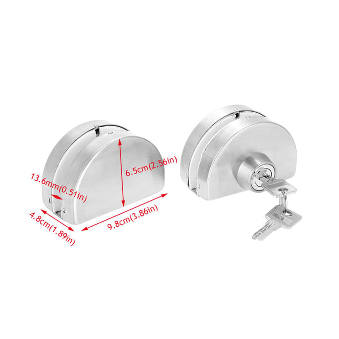 Serrure de Porte en Verre Acier Inoxydable 10~12mm avec Clés Ouvert/Fermé Usage Maison Hôtel Salle de Bain white
