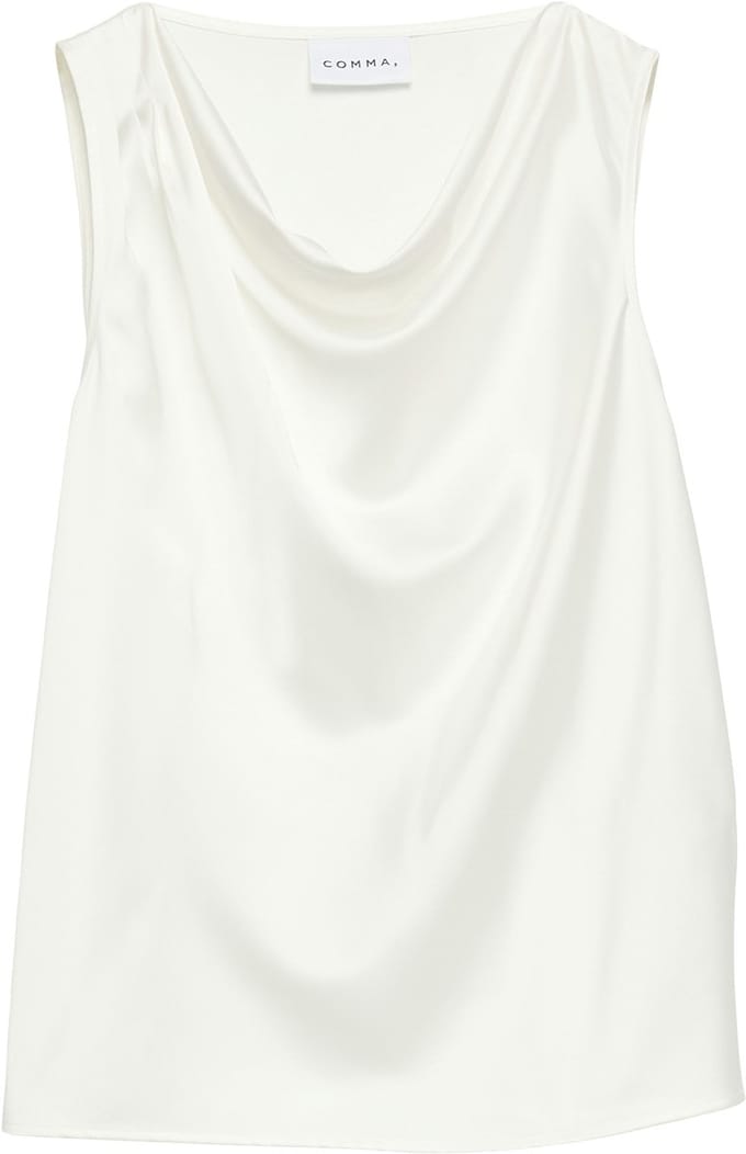Satin Top met Bénitierhals en Plooien Dames COMMA