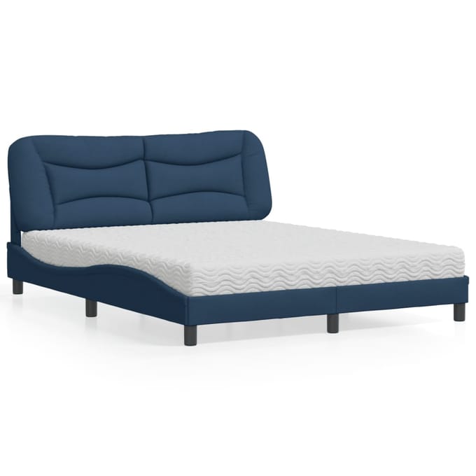 vidaXL - Bed - met - matras - "Hvar" - stof - blauw - 160x200 - cm