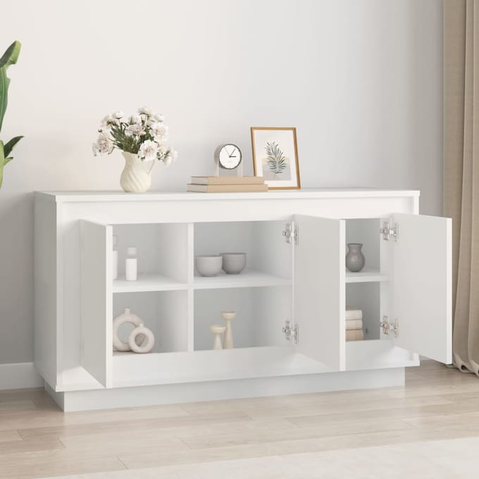 vidaXL - Dressoir - 102x35x55 - cm - bewerkt - hout - wit