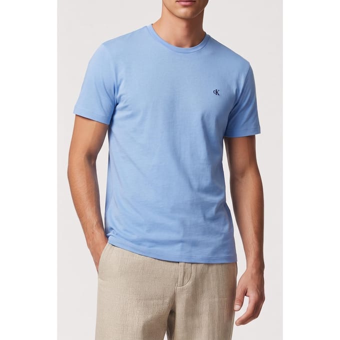 Calvin Klein Ss Classic Monogram Tee Blue Descent Taglia: M | Magliette basic Outlet | Uomo | Blu