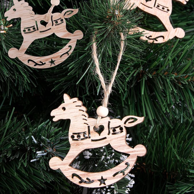 Springos Kerstversiering | Kerstdecoratie voor binnen | Kersthanger | Hobbelpaard | 6 stuks