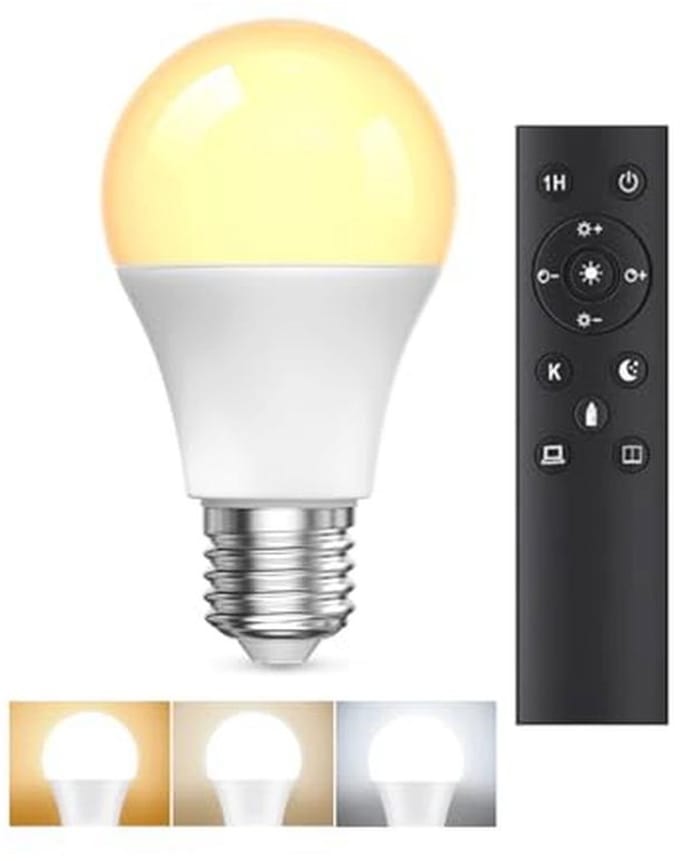 Dimbare LED-gloeilamp E27 met afstandsbediening en timerfunctie - 9W, 3000K-6000K
