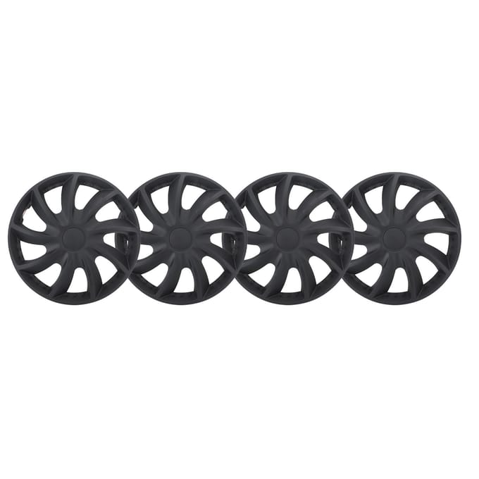4PCS Cache-moyeu Noir Protection Puissante à Clipser Empêche les Rayures Ajustement Universel pour Roue en Acier 14 pouces black