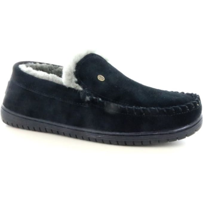 Warmbat Grizzly Suede Heren Sloffen - Zwart