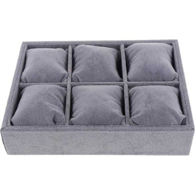 Fluweel Stapelbare Sieraden Display Trays Showcase Armband Organizer Opslag as described grijze kleur