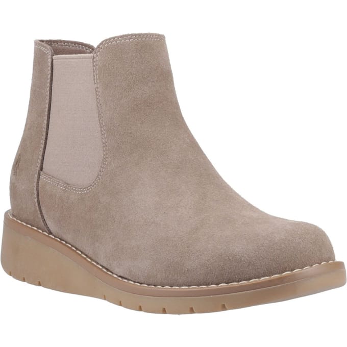 Hush Puppies Leonie Suède Dames Taupe Platte Chelsea Boots