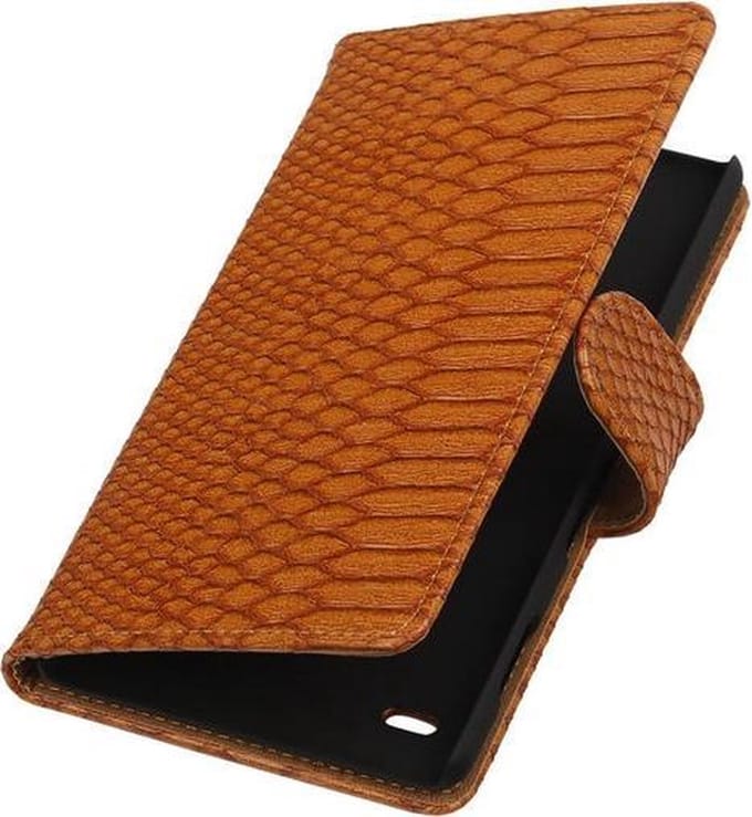 Sony Xperia Z5 Compact - Slang Bruin Booktype Wallet Hoesje