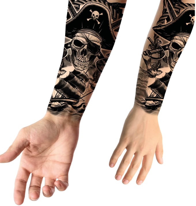 Tatouage Temporaire Lavable Manchon Pirate 14X30Cm