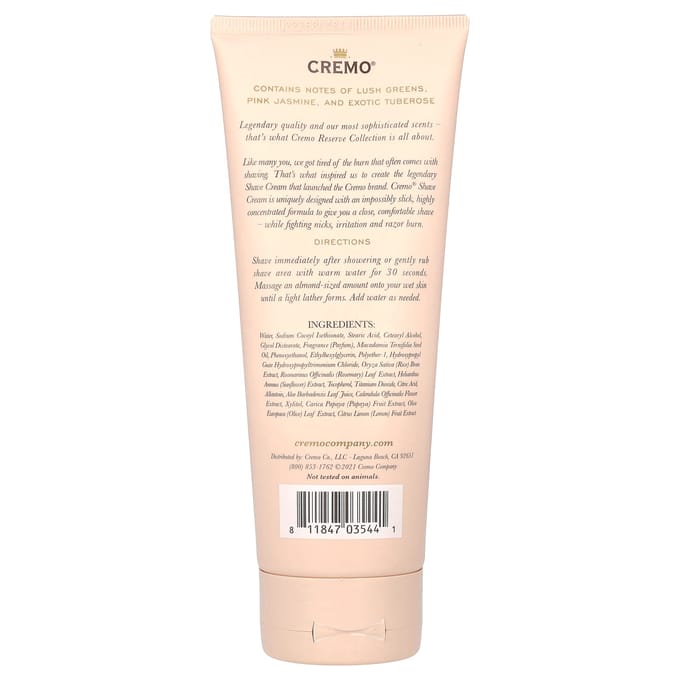 Cremo, Collection Réserve, Crème à raser, Jasmin Tubéreuse, 6 fl oz (177 ml) beige