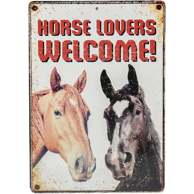 Waakbord Horselovers Welcome - metaal - 21x15cm