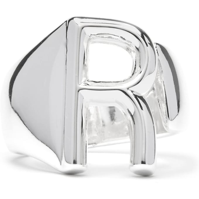 Bague - LUXENTER - Alphabet - Lettre R - Taille réglable - Plaqué rhodium gris