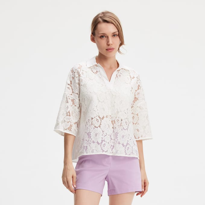 Kant- en katoenen blouse