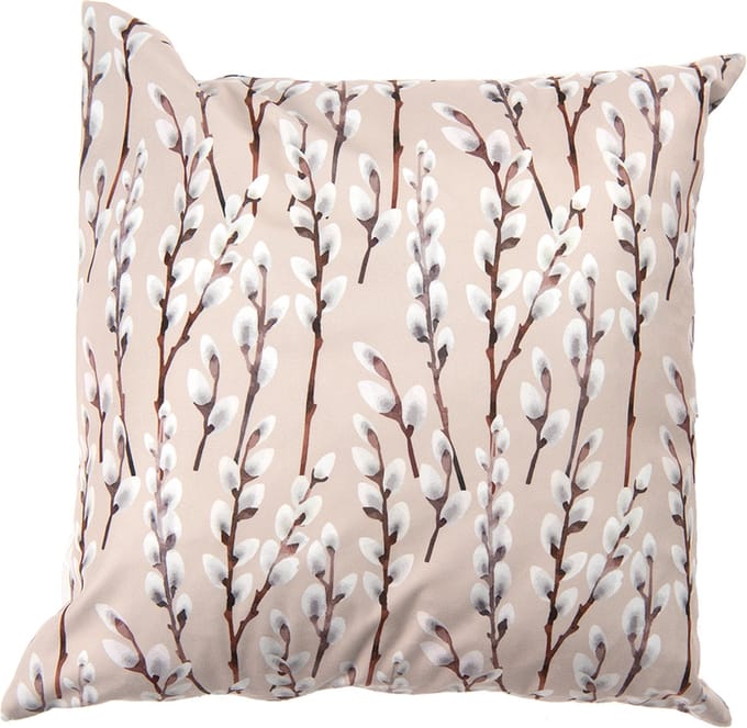 Clayre & Eef Kussenhoes 45x45 cm Beige Bruin Polyester Vierkant Katjestakken Sierkussenhoes