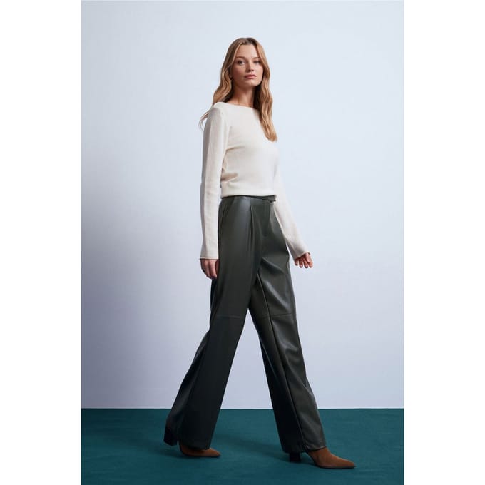 Hoogwaardige Wijde Fake Leer Broek