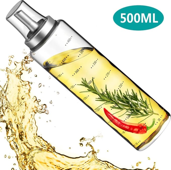 Olie- en azijnfles van glas met 500ml en RVS schenktuit